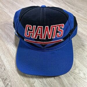VTG New York Giants Snapback‎ Hat NFL Football Apex One Black Blue Wool Cap
